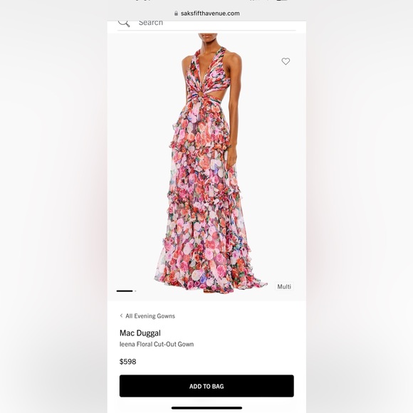 Mac Duggal Ieena floral gown, size 8 NWT NBW - Picture 4 of 4